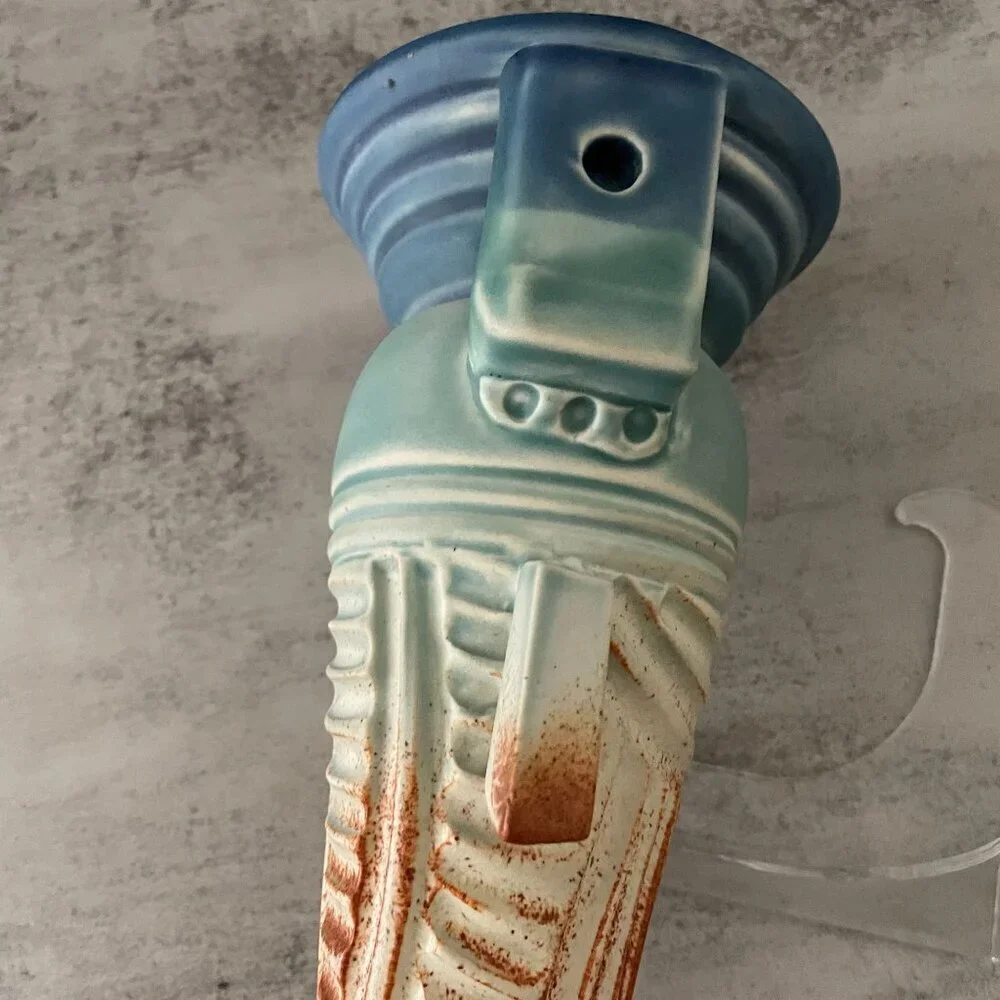 Stephen Fabrico Studio Art Pottery Hand Carved Multicolor Glaze Wall Pocket 15